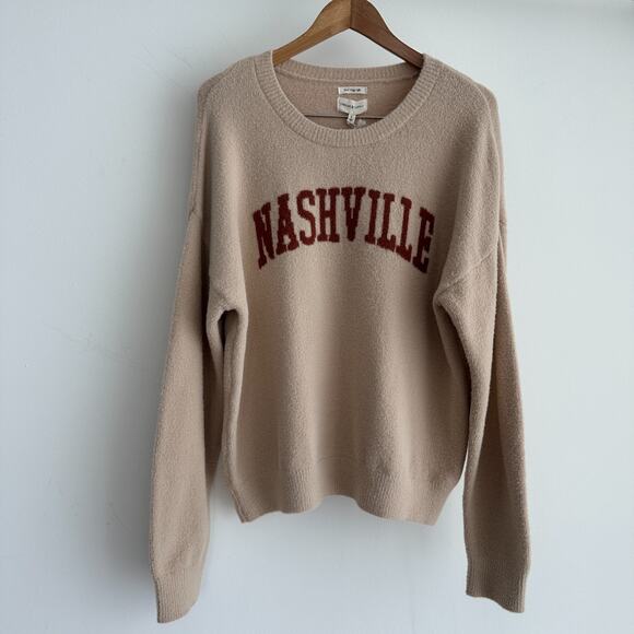 Thread & Supply Nashville Sweater Womens Large Beige Sand Cozy Soft Fuzzy Lounge - Picture 5 of 12